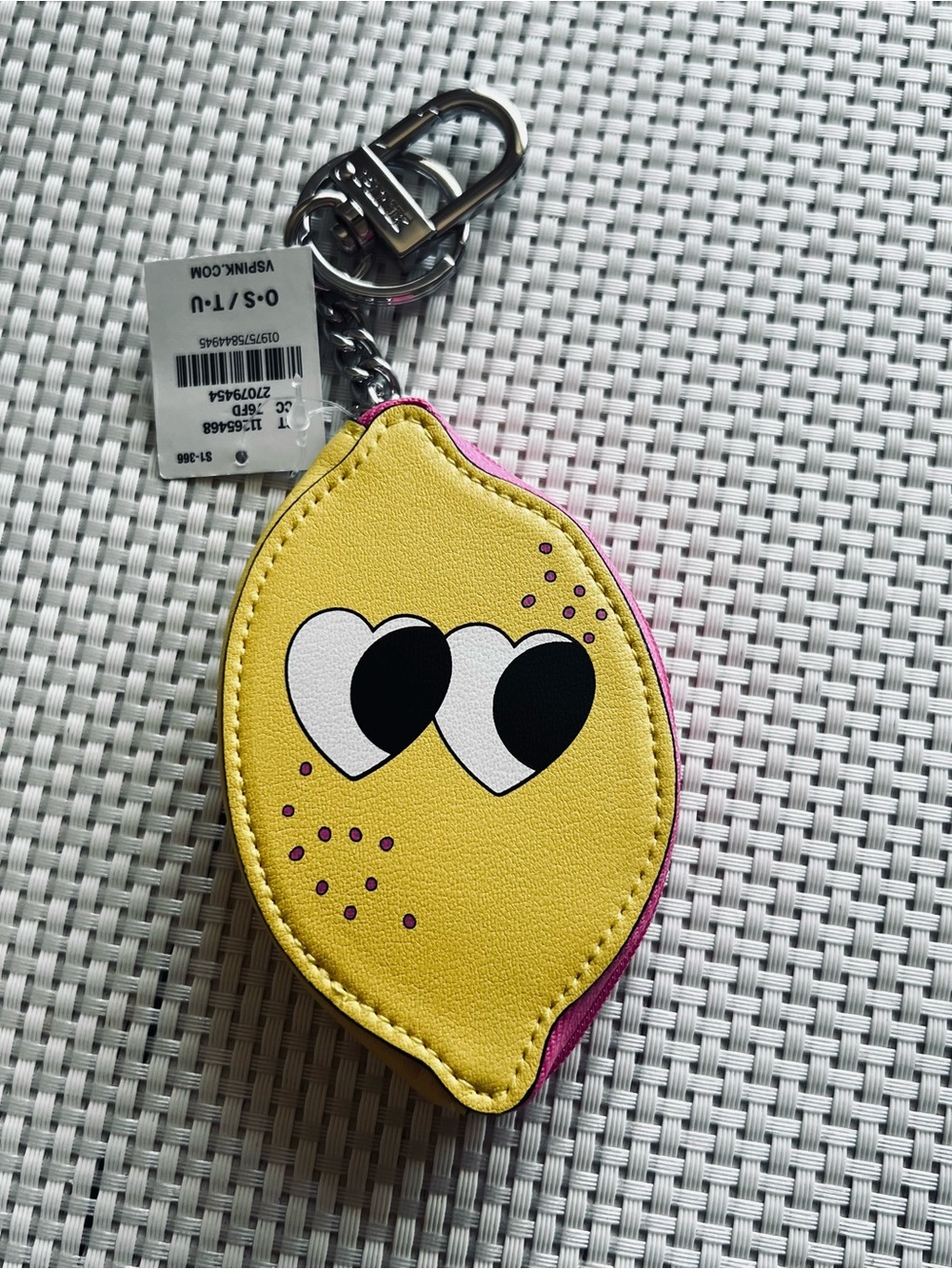 PINK Victoria's Secret Yellow Lemon Keychain Coin Purse